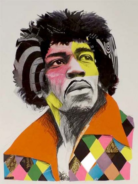 Gale_Jimi_collage and pencil on paper_56x76cm Jimi by Emma Gale