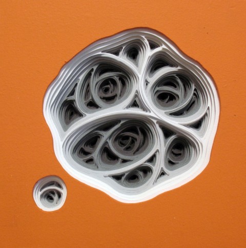 Clary_Microbial Diddlet Movement #4_acrylic and handcut paper on panel Microbial Diddlet Movement #4 by Charles Clary