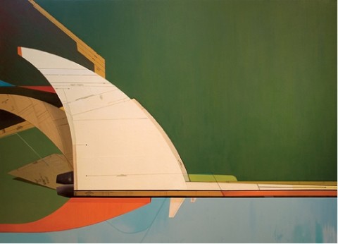 Westmark_Mercury_paper sewing patterns and acrylic on canvas_100x72 Mercury by John Westmark